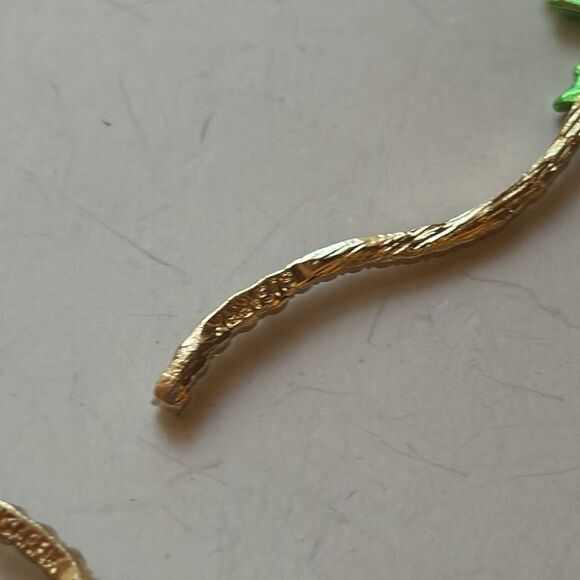 Sugarfix Green and gold tone palm tree rhinestone dangle statement earrings - Picture 7 of 9